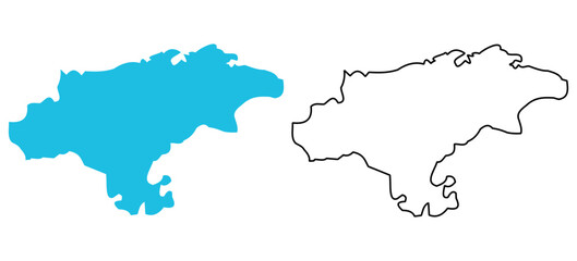map of Cantabria autonomous community of Spain. Map with detailed outlines and blue silhouettes