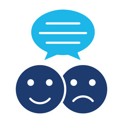 Positive Icon In Blue Monochrome Flat Design, Vector Illustration