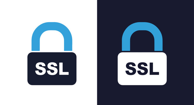Secure ssl padlock icon for digital security and online protection - Line and glyph solid icon and logo templete