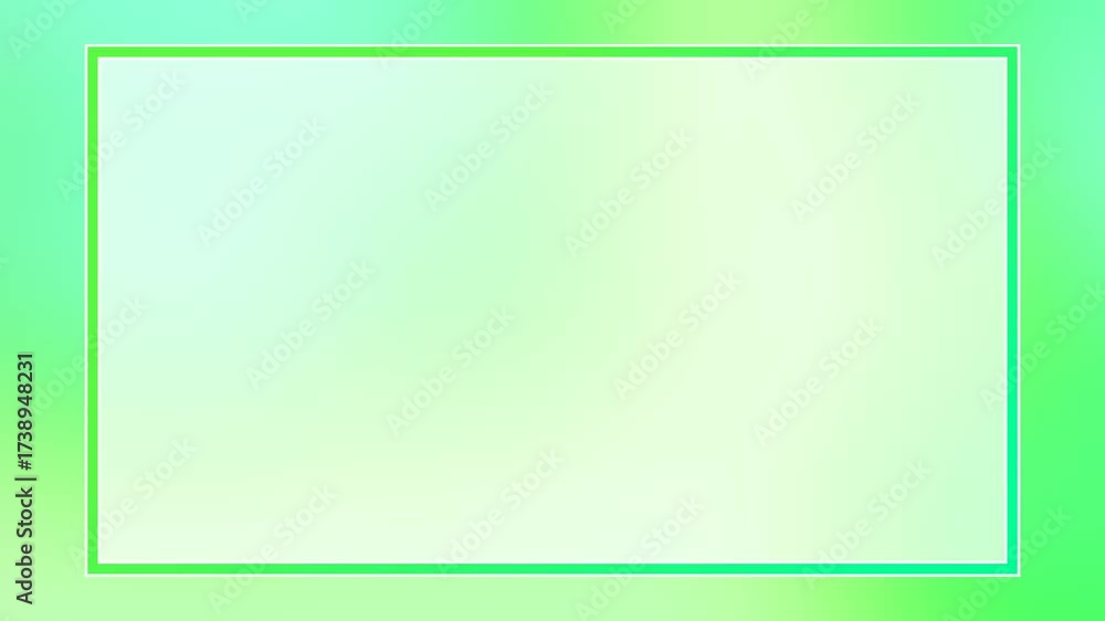 Wall mural white frame with moving soft green gradient animated background