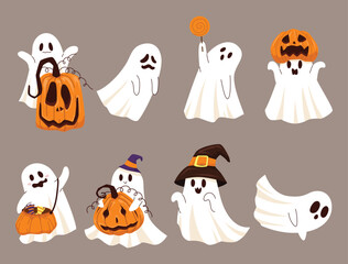 Cute Halloween collection, Elements for Halloween decorations.