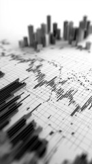 3D financial chart abstract candlestick bar graph line graph element stock market economy global finance.