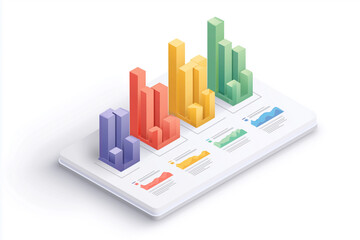 Colorful abstract chart diagram design bar graph icon infographic element.