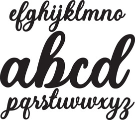 Elegant handwritten lowercase alphabet vector A-Z in calligraphy style. Perfect for logos, posters, invitations, typography, branding, and digital design projects