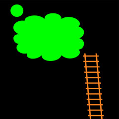  blank wall with wooden stair green screen vector design illustration