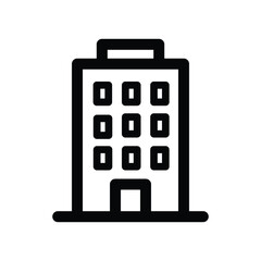 Office building line icon, corporate company symbol, simple outline style on white background
