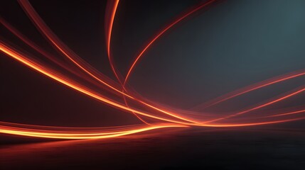 Abstract glowing red light trails on a dark background creating a dynamic and futuristic atmosphere