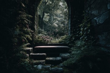 Stone archway, garden path