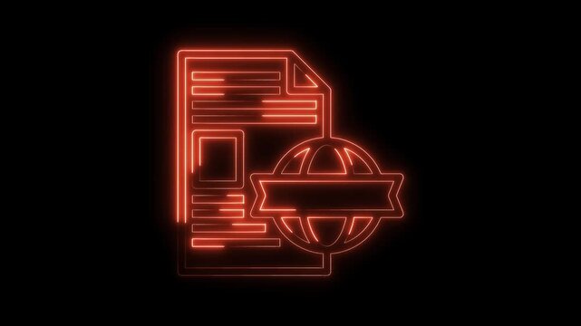 Orange neon document with stamp revealing authenticity over black background for creative projects