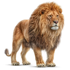 Obraz premium Lion Isolated on Transparent Background Realistic Detailed Illustration