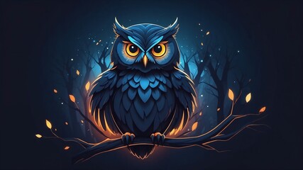 Obraz premium Abstract owl glowing in midnight tones, wallpaper design.