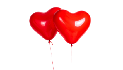 2 - Pair of Red Heart Balloon Variations isolated on transparent background
