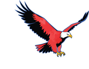 Obraz premium Red and Black Bald Eagle Flying Vector Illustration Mascot