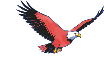 Obraz premium Red and Black Flying Bald Eagle Vector Illustration Mascot