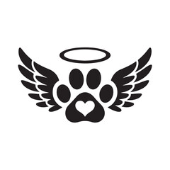 Peaceful Guardian Angel Cat Vector. Paw Wings Vector Set