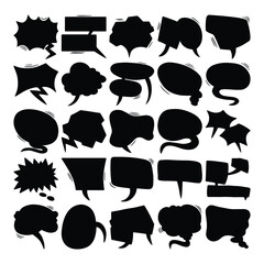 Speech Bubble Vector Set, Comic and Cartoon Balloon Line Art Collection