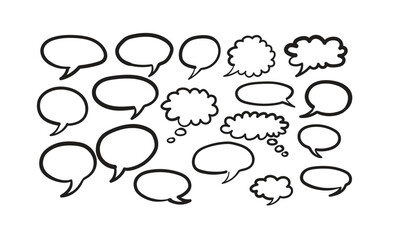 Hand drawn speech bubbles vector illustration