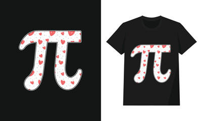 Pi Symbol Made of Red Hearts Creative Love Math Design