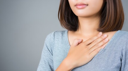 Woman chest sore medical concern close up ,woman chest sore highlighting skin condition.