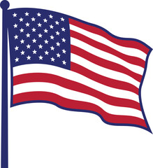 Waving US American Flag Vector Illustration Red White Blue Stars