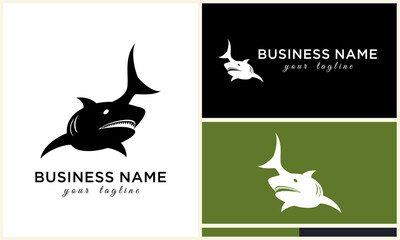 Shark logo with black and white vector design.