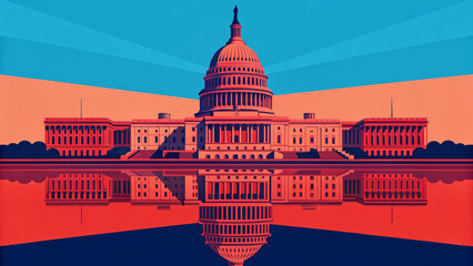 Patriotic government building reflection budgetshutdowngovernmentfurlougheconomyusa dome capital reflection lake dusk skyline
