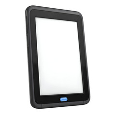 Digital tablet device with blank screen display isolated on transparent background