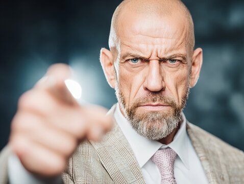 Man Pointing Directly at Camera, Serious Look