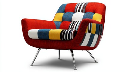 Retro Chair with Bold Fabric Design for Stylish Décor