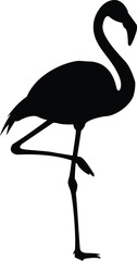 Silhouette of a flamingo standing on one leg graceful bird wildlife artistic design