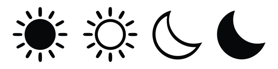 Sun and moon icons set. 
