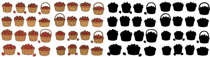 Baskets of strawberries with transparent background