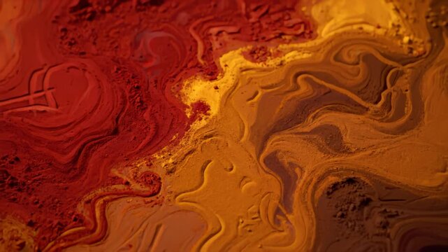 Colorful Pigment Powders Mixing Creating Abstract Textured Surface Pattern