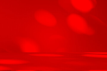 Studio style background wall decoration presentation uses white and red tones. with shadows cast from a nearby window, concept creating a decorative backdrop	