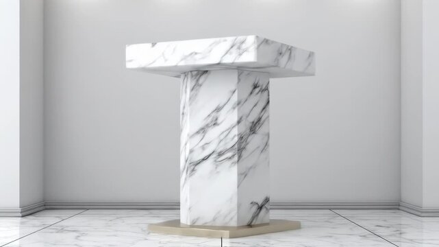 Marble T-shaped pedestal in a white room