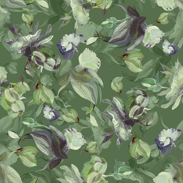 Abstract art watercolor flower leaves creative allover design light green besing seamless floral pattern new concept textile design digital creators art design repeat pattern fabric print 