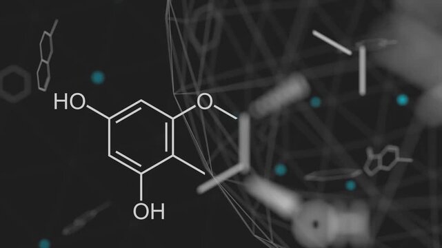 Catechin natural plant flavanol, a type of natural phenol and antioxidant. Molecular structure formula. Education or chemistry science content.
