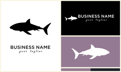 Shark logo template with company details.