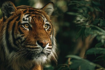 Fototapeta premium Close-up of tiger head in forest