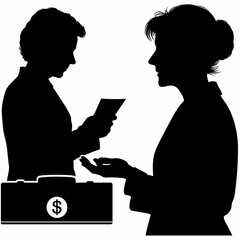 Elderly woman waiting for her pension payment while discussing with a financial advisor