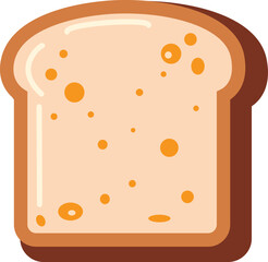 Isolated bread slice flat vector cartoon illustration breakfast food bakery ingredient graphic design