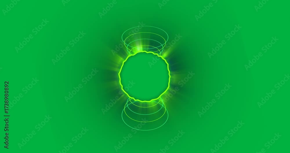 Wall mural animation of glowing green circle over transparent background