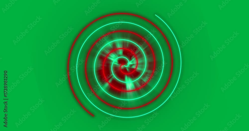 Wall mural animation of glowing green and red circles over transparent background