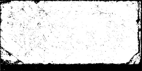 Abstract grunge frame with black and white ink splatter texture border pattern design