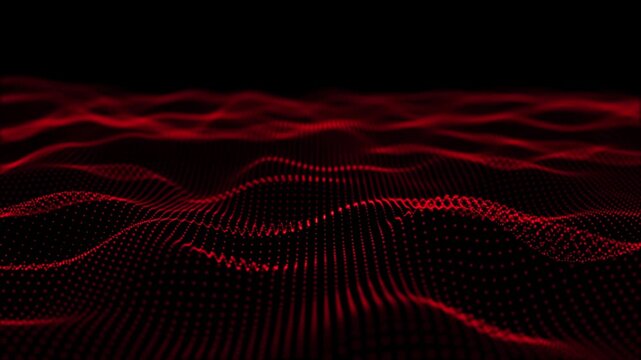 Futuristic grid wave of red halftone digital dots data smooth seamless animation