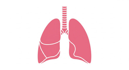 Flat lungs icon. Medical and anatomy symbol for healthcare, pulmonology, respiratory health, and hospital design.