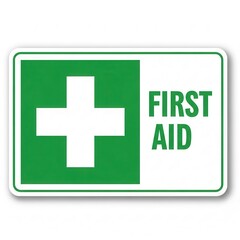 Obraz premium Green and White First Aid Sign Indicating Emergency Medical Assistance
