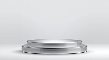 High-Quality 3D Render of White and Silver Two-Tiered Podium for Product Mockup