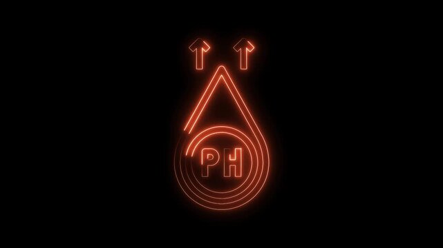 Neon ph indicator with arrows pointing upwards on black background animated design
