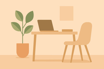 Illustration vector chair colors minimal soft art scene abstract minimalist desk geometric